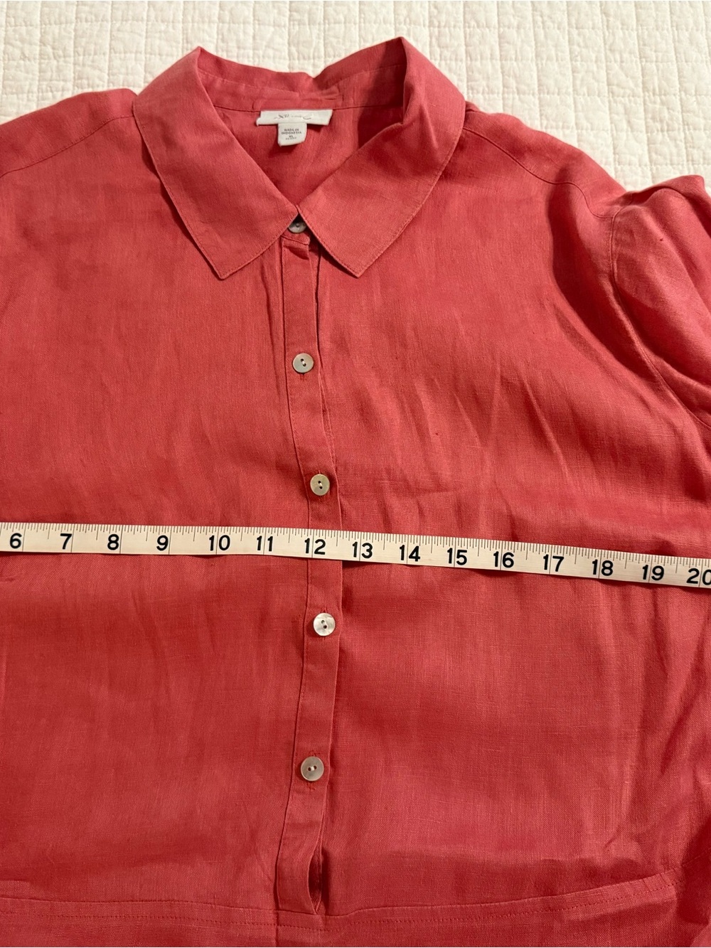 J. Jill Coral Mother of Pearl Button-Front Tunic Shirt - Picture 7 of 8